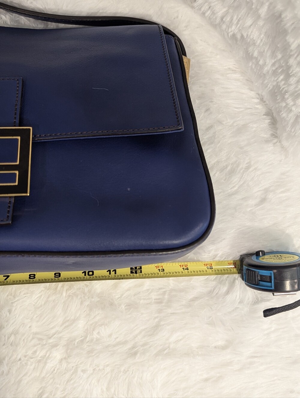 Fendi Cobalt Blue Leather Mama Forever Be Baguette Flap Shoulder Bag - Picture 11 of 16